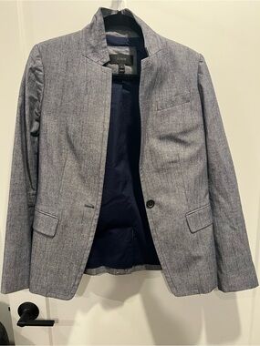J. Crew chambray Women's Blazer with Navy Lining